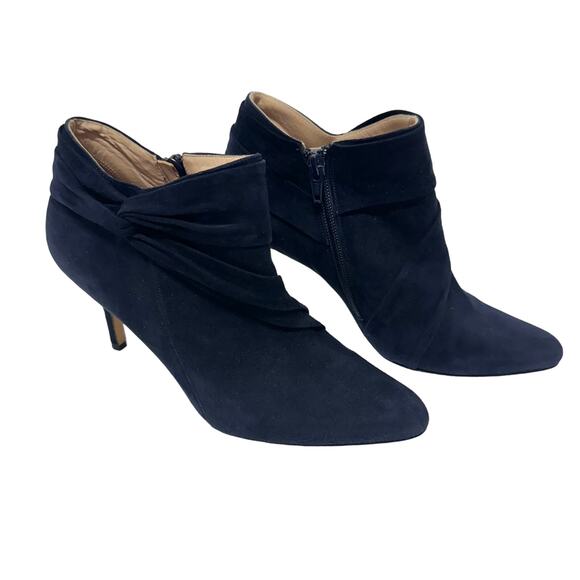 Oscar de la Renta Blue Suede Leather Heeled Ankle Booties Size 36.5/6 Italy - Picture 3 of 7
